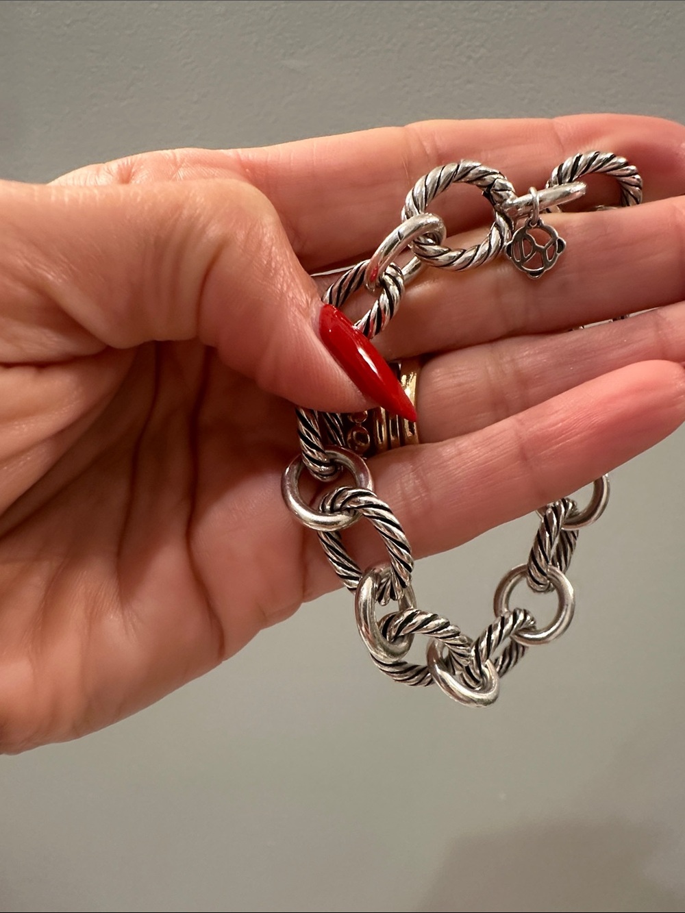 David Yurman Silver Twisted Cable Link Bracelet - Picture 3 of 4